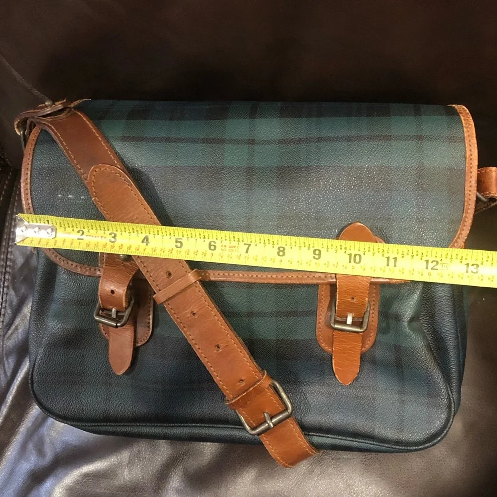 RALPH LAUREN Black Watch Plaid Crossbody Computer Laptop Messenger Bag 1980-90